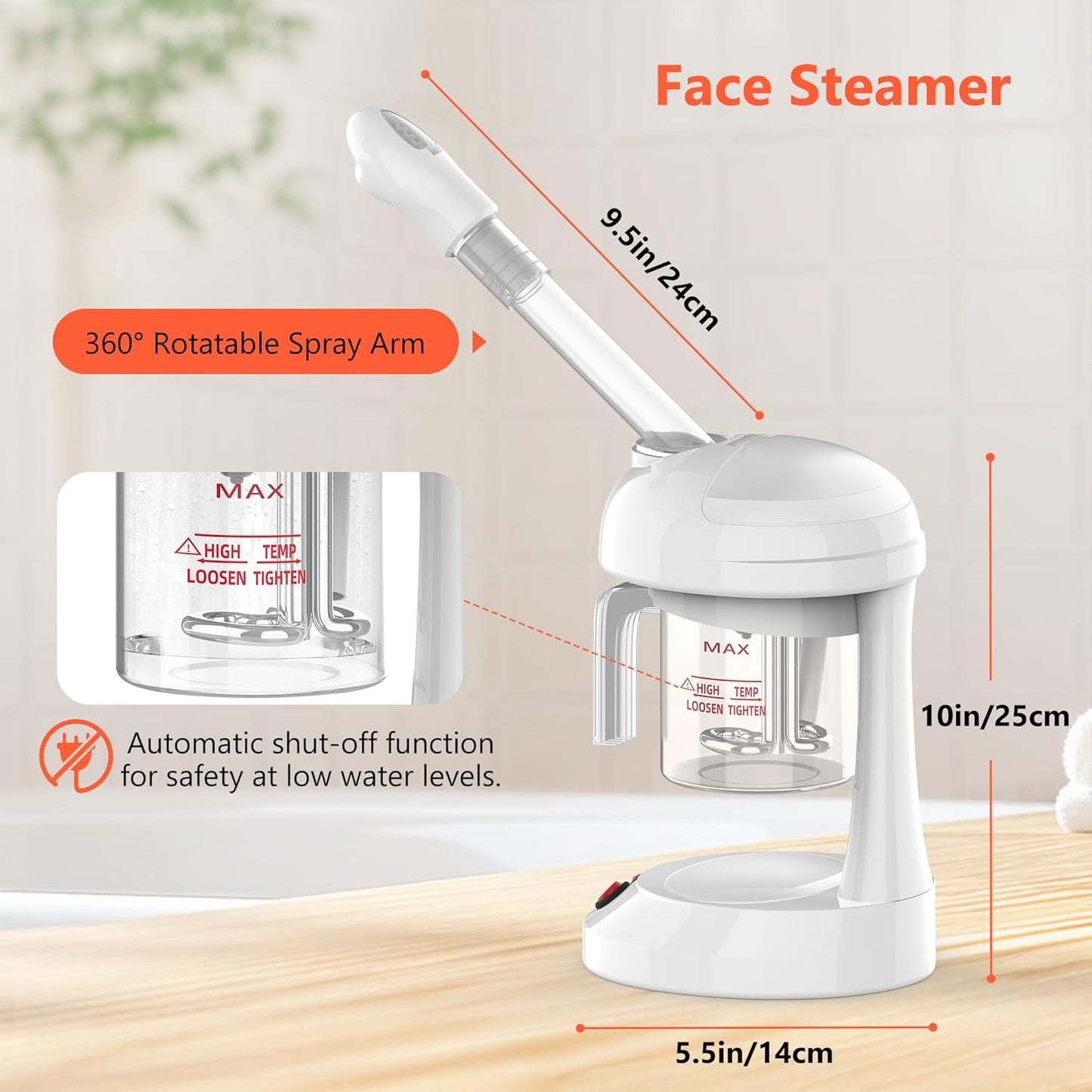 Facial Steamer - TASALON Ozone Face Steamer for Facial, Portable Facial Steamer with Removable Water Tank, Nano Ionic Facial Steamer for Home Salon Spa or Personal Care, White