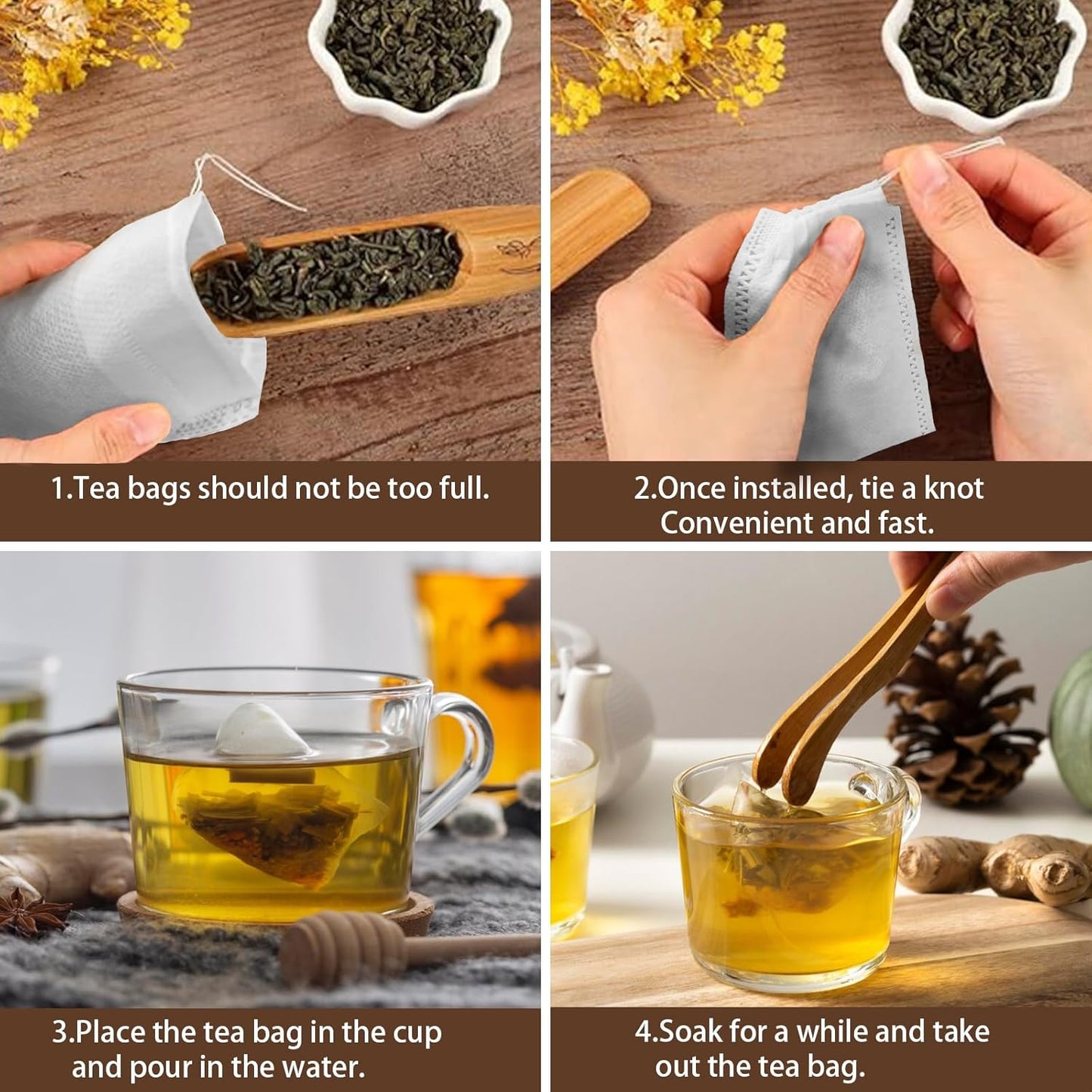 400Pcs Tea Filter Bags, Disposable Tea Filter Bags for Loose Leaf Tea from Safe Natural Materials, With Drawstring, Empty Tea Bags Suitable for Loose-Leaf Tea, Spices, Herbs (3.54 x 2.75 inch)
