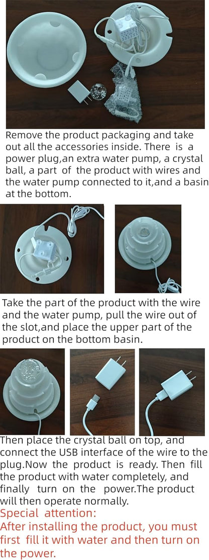Tabletop Water Fountain - Desktop Waterfall Fountain Indoor Tabletop Humidifiers Home Decoration for Office, Living Room, or Bedroom