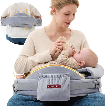 Momcozy CozyPro Nursing Pillow - All Around Lumbar & Arm Support - Safety Guard, Firm & Springy Memory Foam-Stable, Ergonomic Support, Easier Breastfeeding, Wider Cushion, Adjustable, Removable Cover