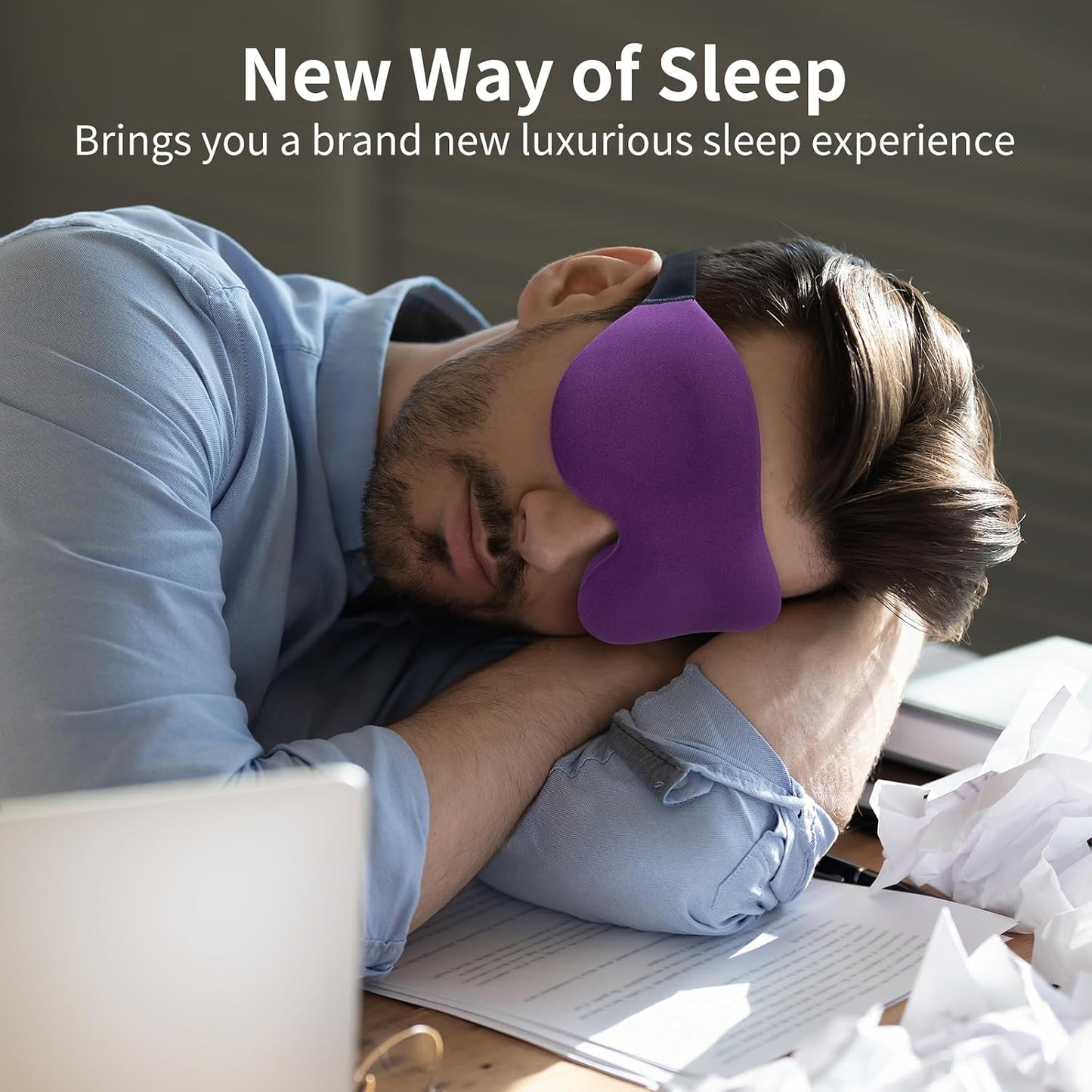NEWVANGA Sleep Mask for Back and Side Sleeper, Block Out Light, Luxury Sleeping Eye Mask of 3D Night Blindfold, Zero Pressure Breathable Travel Eye Cover Black