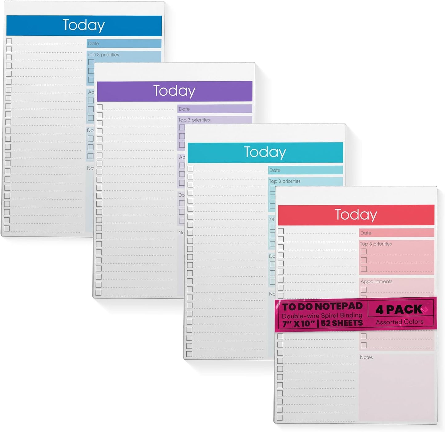 Better Office Products To Do List Notepad, 7" x 10" Today Note Pad, 52 Sheets, Daily Agenda Productivity Checklist Organizer (1 Pack)