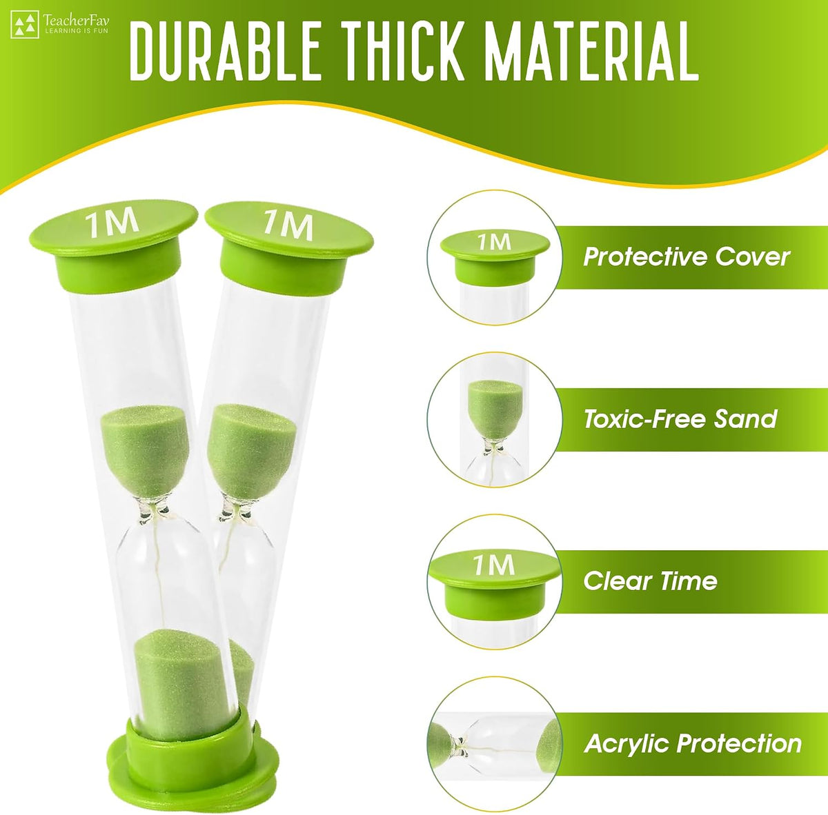 Sand Timer for Kids Set of 3 Small Colorful Hourglass Acrylic Covered Clock 1Min 2Min 5Min for Classroom, Home & Kids Room