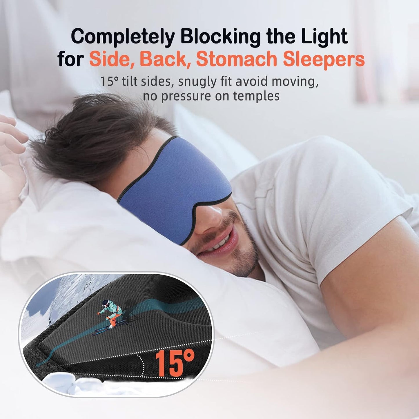 LitBear Sleep Mask for Side Sleeper Women Men, Eye Mask for Sleeping Light Blocking, 3D Contoured Cup Sleeping Mask, Soft Breathable Sleep Eye Mask with Adjustable Elastic Strap for Travel