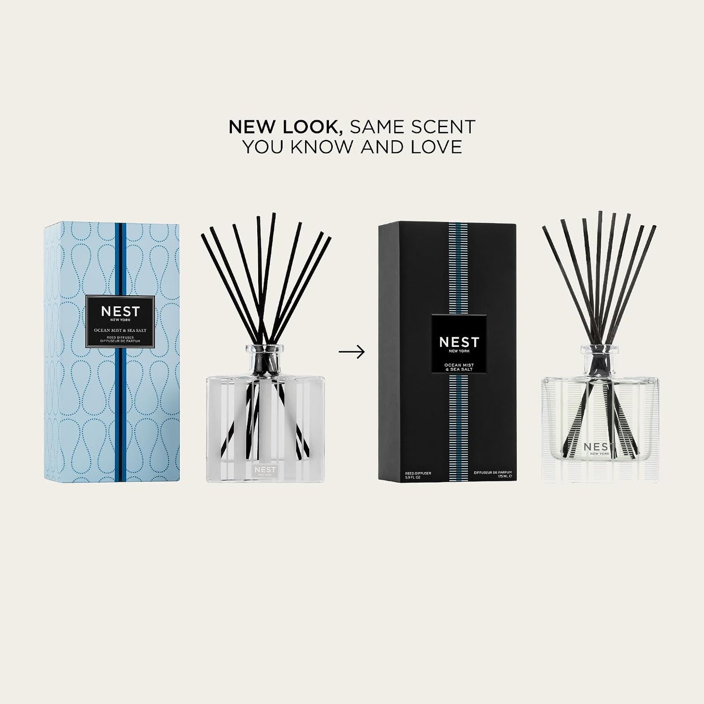 NEST New York Reed Diffuser, Bamboo - 5.9 fl oz - Fragrance for Up to 90 Days - Reusable, Refillable Glass Holder - Includes 8 All-Natural Reed Sticks - Flame Free