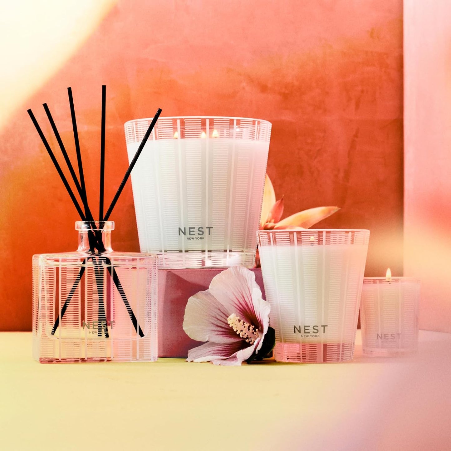 NEST New York Reed Diffuser, Bamboo - 5.9 fl oz - Fragrance for Up to 90 Days - Reusable, Refillable Glass Holder - Includes 8 All-Natural Reed Sticks - Flame Free