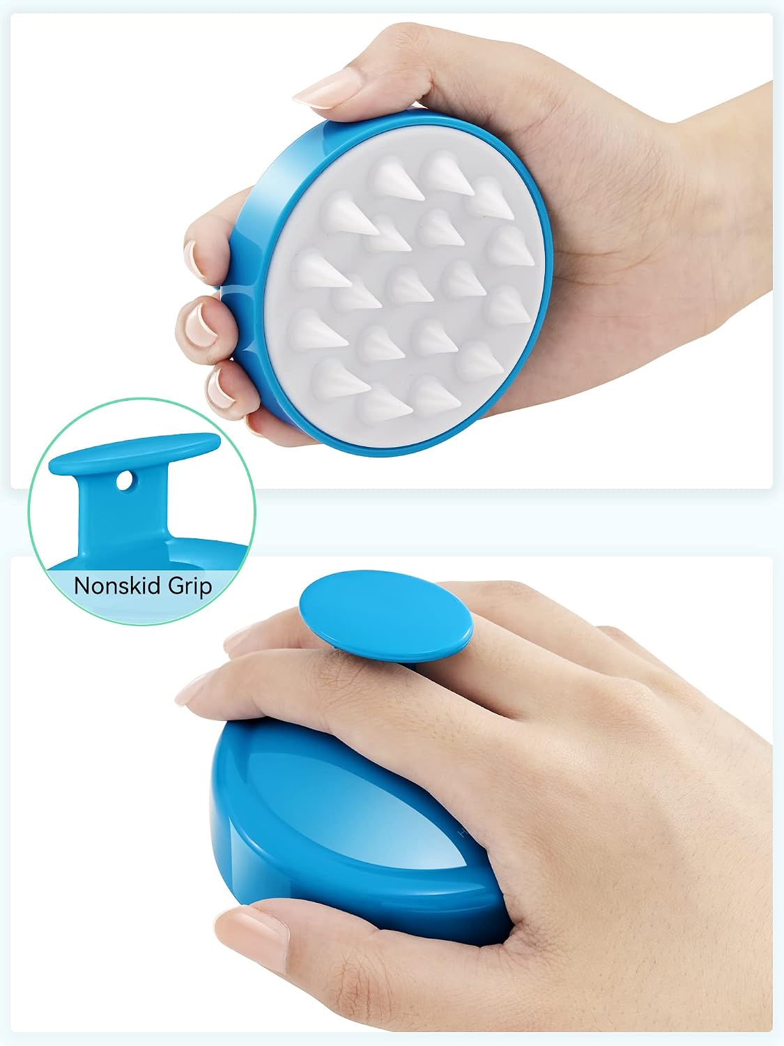 HEETA Scalp Massager Hair Growth, Soft Silicone Scalp Scrubber Shampoo Brush for Exfoliation, Dandruff Removal Head Massage Stress Relax, Wet & Dry Use for Thick Thin Curly Hair Care, Black