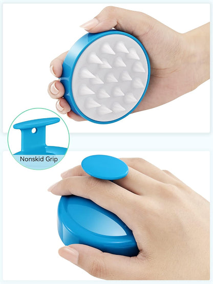 HEETA Scalp Massager Hair Growth, Soft Silicone Scalp Scrubber Shampoo Brush for Exfoliation, Dandruff Removal Head Massage Stress Relax, Wet & Dry Use for Thick Thin Curly Hair Care, Black