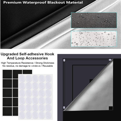 Portable Blackout Window Cover, Upgraded 79"x57" Blackout Curtains No Drill Cuttable DIY Self-Adhesive Hook Loop Tapes, Travel Reusable Blinds/Shades for Bedroom 2m