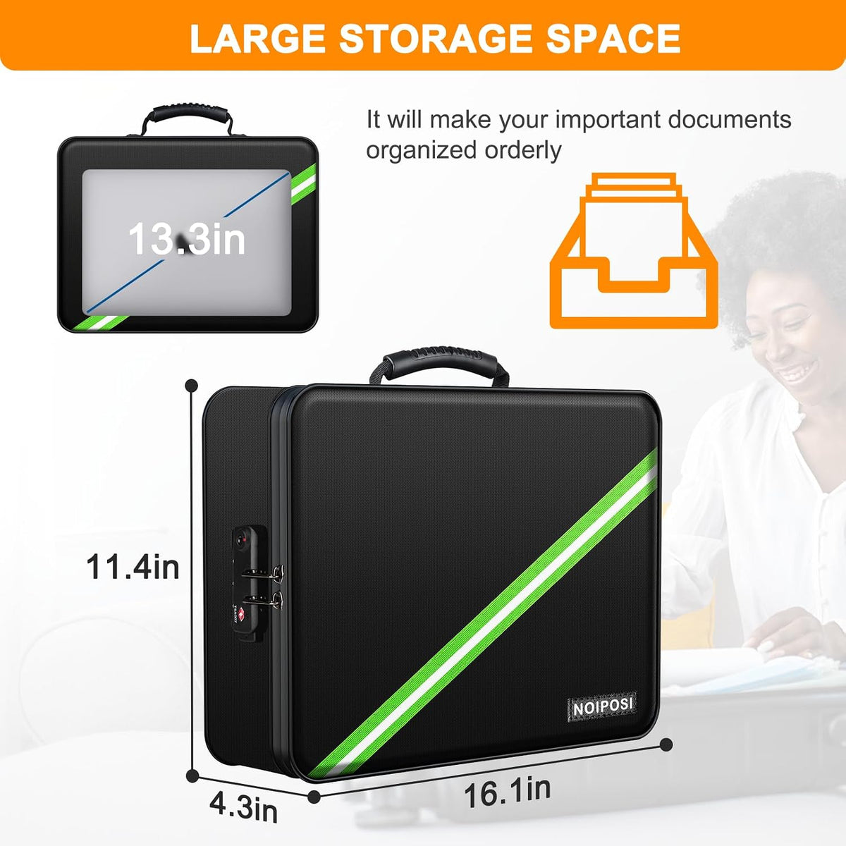 Noiposi Fireproof Document Box with Lock 5200℉-8 Layer