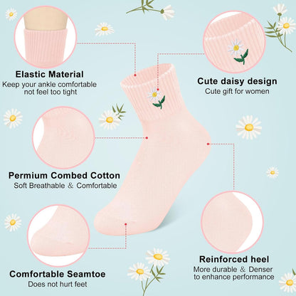 Eurzom 10 Pairs Socks Womens Crew Elastic Ankle Length Cotton Socks Aesthetic Cute Lightweight Low Cut Gifts for Women - Colors B