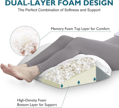 Shinnwa Knee Wedge Pillow, Patented Convertible Knee Pillow for Back Sleeping, Dual-Layer Memory Foam Triangle Pillow for Legs Post Surgery, Knee Support, Leg Elevation, Back Pain Relief