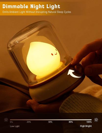 WANIDEA Flameless Candles Lamp, Led Candles,Cute Kerosene Lamp,Silicone Flame Amber Light,Adjustable Dimmable Rechargeable Night Light for Kids,Girls,Teenager Kids Bedroom Christmas