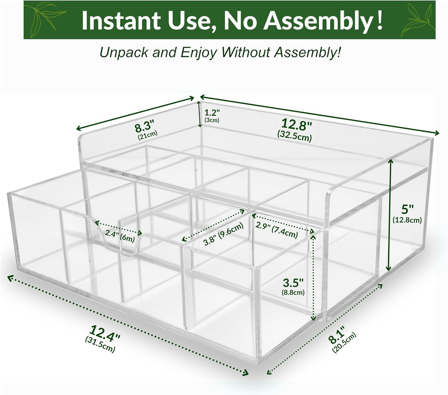 Heavy-Duty Acrylic Tea Bag Organizer, 8-Compartment Storage Box | Perfect Organizer: 8-compartment design keeps tea bags and coffee pods neatly sorted, saving space on your countertop.