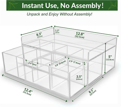 Heavy-Duty Acrylic Tea Bag Organizer, 8-Compartment Storage Box | Perfect Organizer: 8-compartment design keeps tea bags and coffee pods neatly sorted, saving space on your countertop.