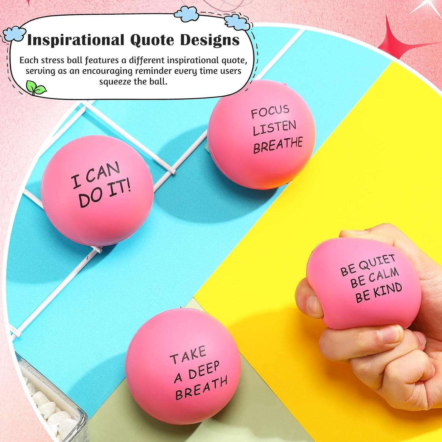 Ceenna 4 Pcs Motivational Balls for Adults Anxiety Relief, Black