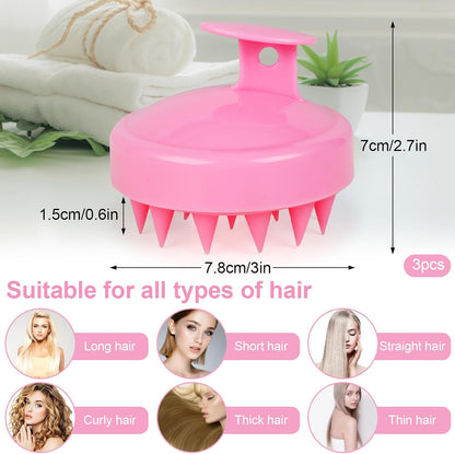 Oligei Scalp Massager 3 Pack, Shampoo Brush, Hair Scrubber for Exfoliation, Soft Silicone Brush for Hair Growth and Dandruff Removal