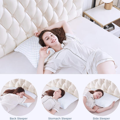 OSBED Shredded Memory Foam Pillows Queen Size Set of 2 | Neck pain relief, supportive, odorless, cooling pillow, adjustable, washable, CertiPUR-US hypoallergenic adult pillow