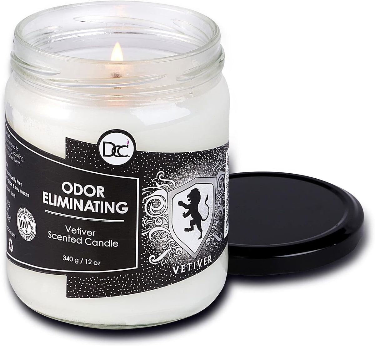 Vanilla Bean Odor Eliminating Highly Fragranced Candle - Eliminates 95% of Pet, Smoke, Food, and Other Smells Quickly - Up to 80 Hour Burn time - 12 Ounce Premium Soy Blend - Colors A