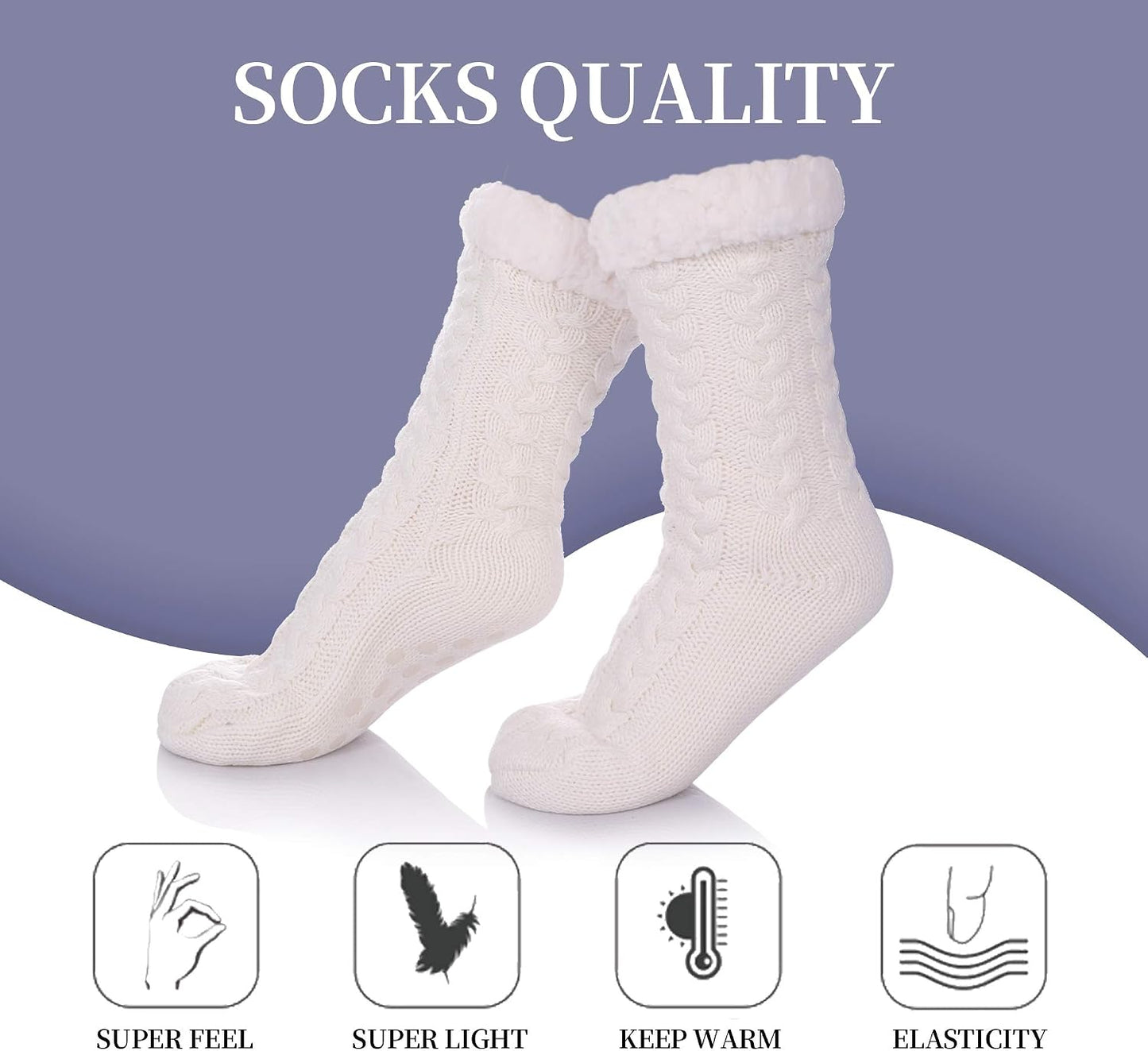 SDBING Women's Winter Super Soft Warm Cozy Fleece Lined Fuzzy Slipper Socks with Grippers
