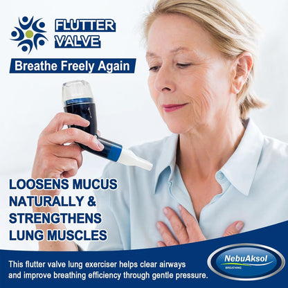 Flutter Valve Breathing Exercise Device for Lungs, Portable Lung Exerciser & Mucus Clearance Device, Adjustable Resistance for Mucus Removal