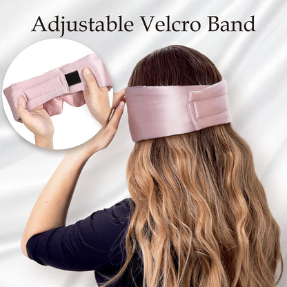 Zenssia 100% Mulberry Silk Sleep Mask Eye Mask for Man and Woman with Adjustable Headband, Full Size Large Sleep Mask & Blindfold for Total Blackout for All Night Sleep, Travel & Nap- Black