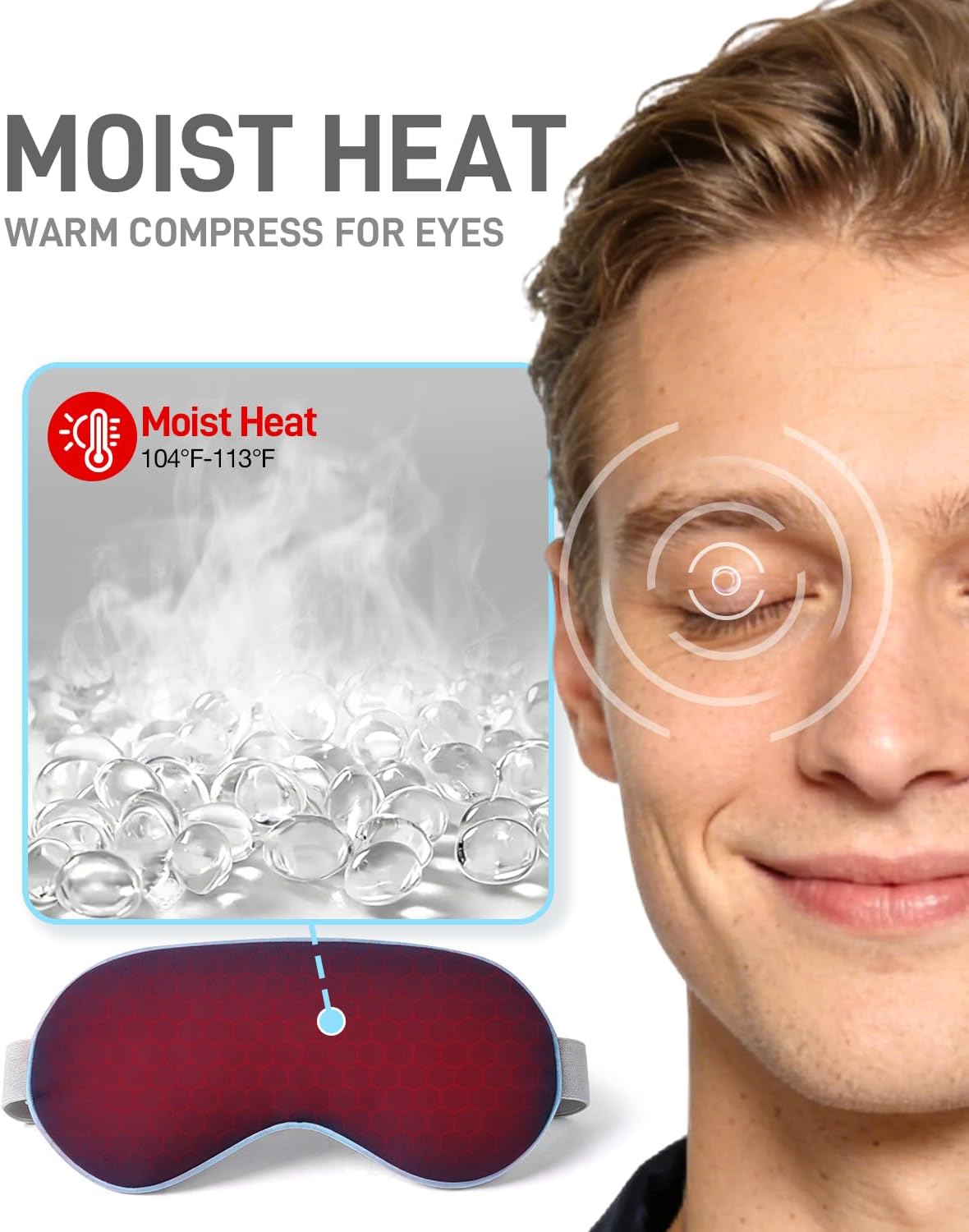 Warm Compress for Eyes - Microwavable Eye Mask with Moist Heat Relief for Eye Comfort & Relaxation, Includes 2 Washable Covers & 1 Eye Heating Pad