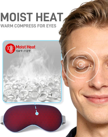 Warm Compress for Eyes - Microwavable Eye Mask with Moist Heat Relief for Eye Comfort & Relaxation, Includes 2 Washable Covers & 1 Eye Heating Pad