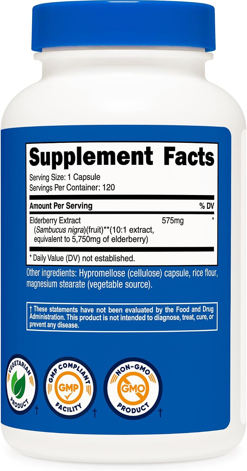 Nutricost Elderberry Capsules 575mg (120 Capsules) Black Elderberry