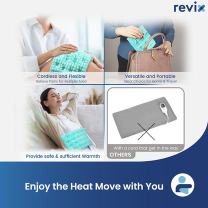 REVIX 6 * 12" Moist Heating Pad Microwavable, Reusable Microwave Heating Pads for Joints, Weighted Heat Packs with Flaxseeds for Shoulders, Neck, Back, Unscented