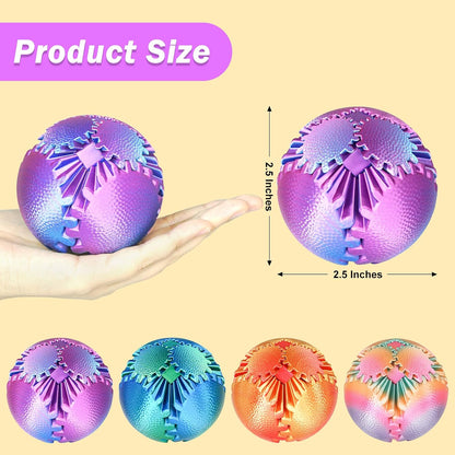 Gear Ball Fidget Toys Steampunk Gear Sphere Stress Relief for Kids Adults 3D Printed Unique Funny Birthday Gift for Christmas White Elephant Stocking Stuffer Easter (Ombre Purple, Dia. 2.5" )