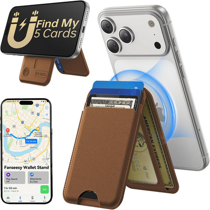 TWZKG for MagSafe Wallet, Works with Apple Find My,5 Card Holder with Stand