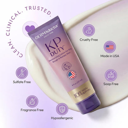 DERMAdoctor KP Bump Eraser Body Scrub and Lotion Kit Dermatologist Formulated Exfoliant | Keratosis Pilaris Treatment For Dry And Bumby Skin 10% AHAs + PHAs