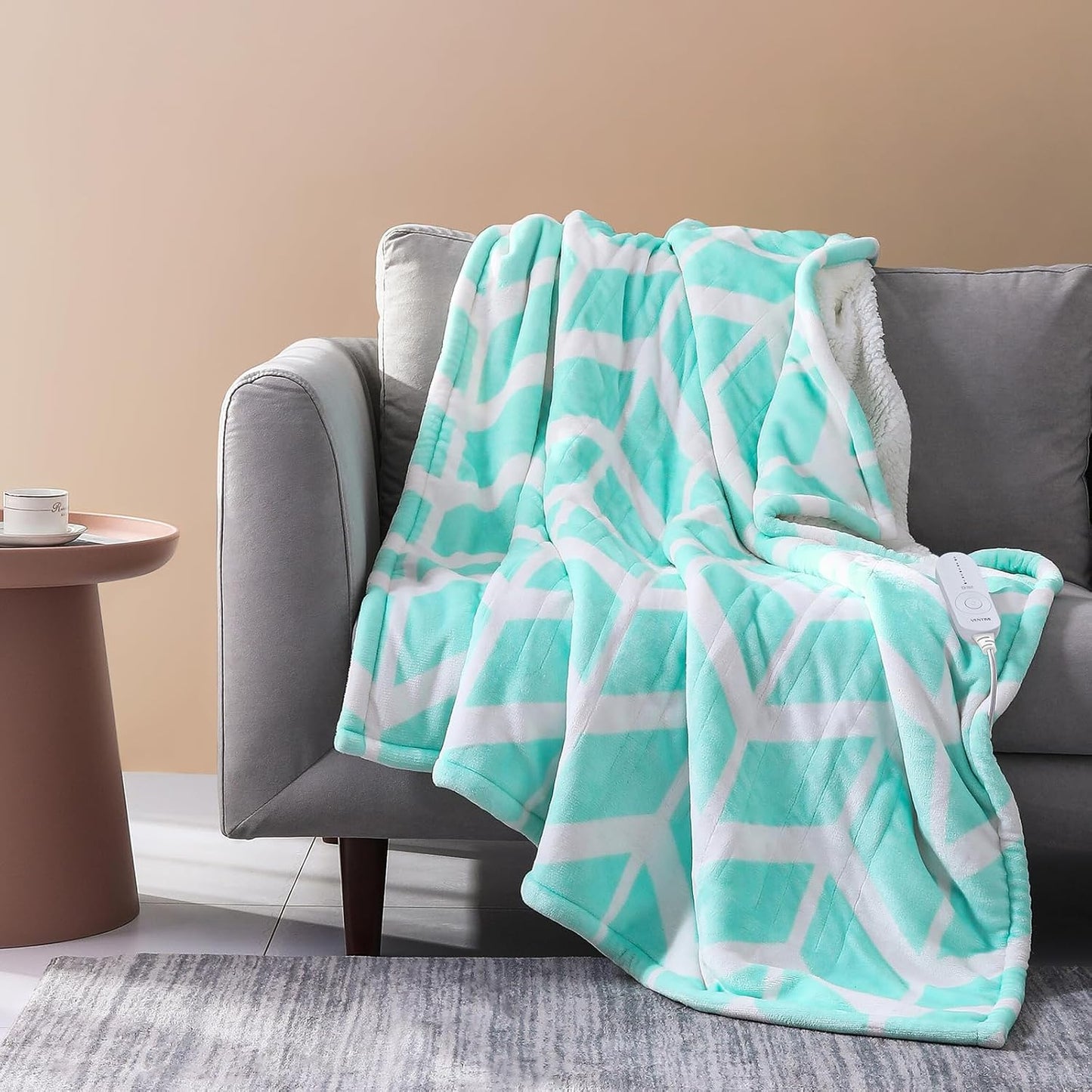 VENTIMI Electric Blanket Heated Throw, 50" x 60" Heated Blanket with 5 Heat Levels & 3 Hours Auto Off, Fast Heating Blankets with ETL & FCC Certification, Grey