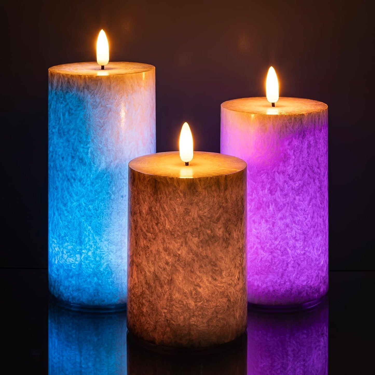 ANGELLOONG Flickering Flameless Candles, Realistic Battery Operated Candles with Remote and Timer, Set of 3 LED Candles for Fall Room Home Wedding Decor Centerpieces Table Party Christmas Decorations