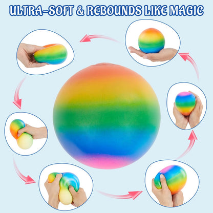 Giant 4 Inches Jumbo Stress Balls for Adults Anxiety Relief, Nedoh Balls Squishy Balls Fidget Squeeze Squish Big Ball for Anti-Stress