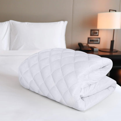 Quilted Fitted Mattress Pad, Queen Mattress Protector Topper with Deep Pocket Stretches up to 16 Inches, Machine Washable Mattress Cover by Utopia Bedding (White)