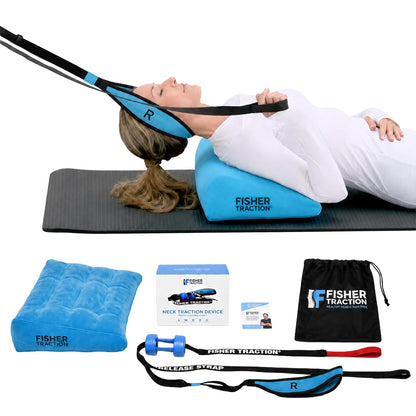 Fisher Traction Lower Back Decompression Device – Lumbar Traction for Spinal Decompression – Patented Stretcher Strap Release for Spinal Rehydration – Lightweight & Portable (Under 230 lbs)