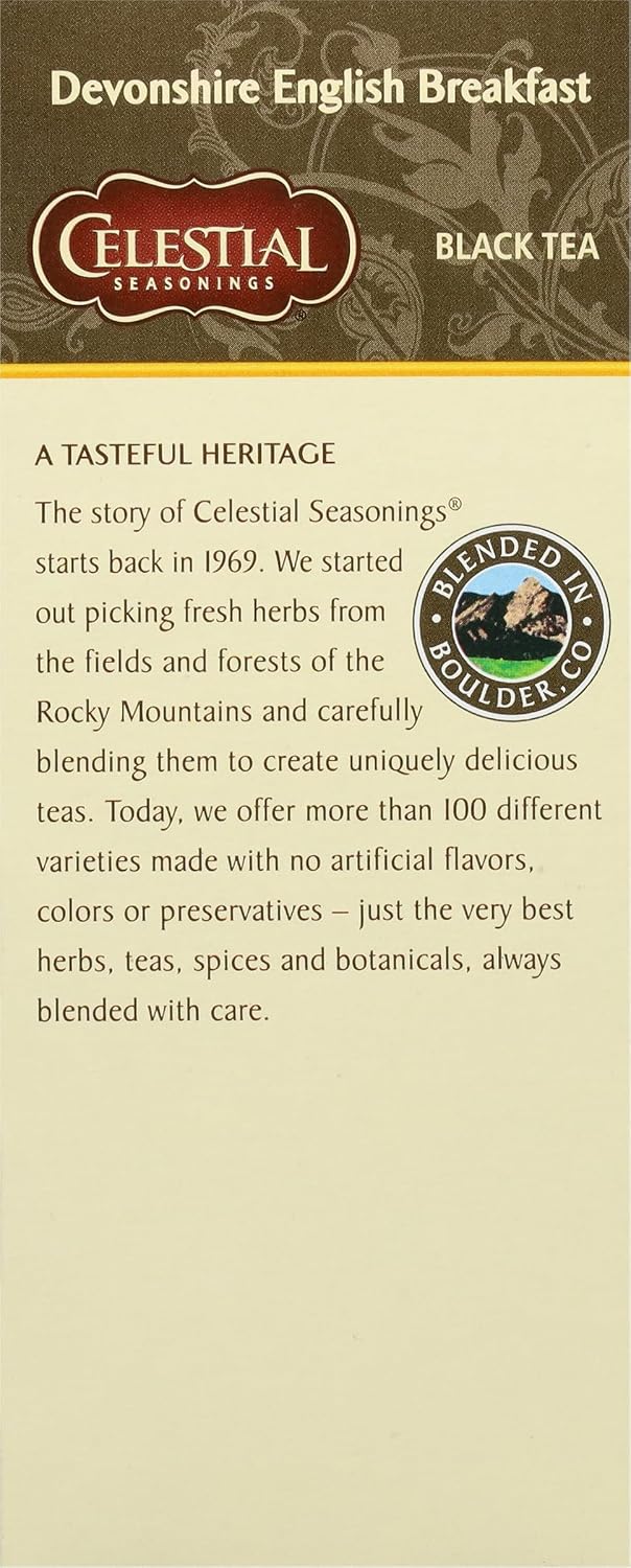 Celestial Seasonings Devonshire English Breakfast Black Tea 25 Tea Bags