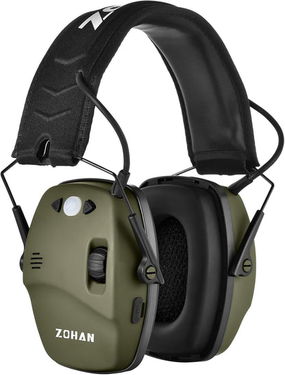 ZOHAN 035 Bluetooth 6.0 Shooting Ear Protection Earmuff, Active Noise Canceling, Hearing Protection with Sound Amplification (Green Bluetooth)
