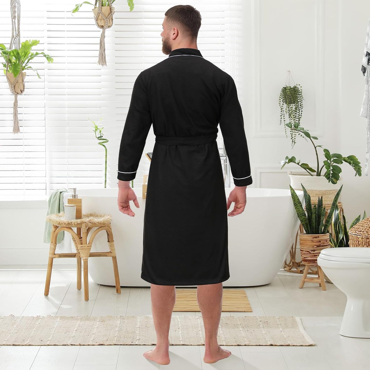 Cuffbow Cotton Robe for Women or Men Lightweight Waffle Knit Bathrobe Couple V Neck Spa Sleepwear(just 1 Set)