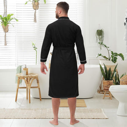 Cuffbow Cotton Robe for Women or Men Lightweight Waffle Knit Bathrobe Couple V Neck Spa Sleepwear(just 1 Set)