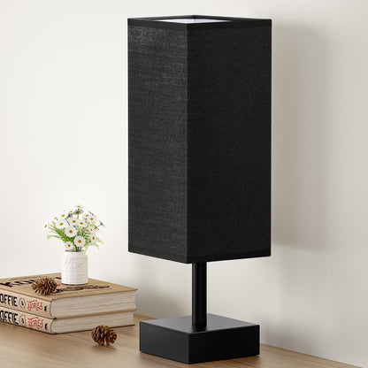 aooshine Small Table Lamp for Bedroom - Bedside Lamps for Nightstand, Minimalist Night Stand Light Lamp with Square Fabric Shade, Desk Reading Lamp for Kids Room Living Room Office Dorm
