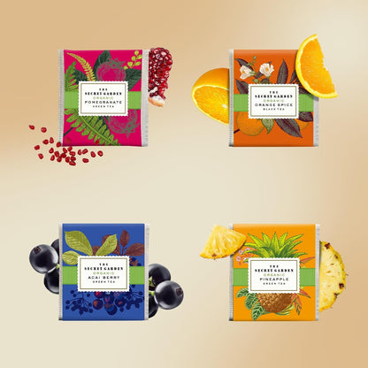 Life Plus Style Gourmet The Secret Garden Organic Tea Gift Set 80 Tea Bags 8 Flavors Green & Black Assorted Pack Sampler Tea Set Collection with Mango & Fruit Infusions Premium Birthday Gift for Women