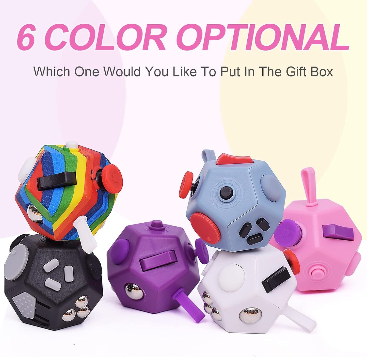 UOOEFUN Small Fidget Toys,12 Sided Fidget Toys,Mini Cube Toys Relief Stress,Autism and Anxiety Depression Anti for Kids Adults Improve Focus (Grey)