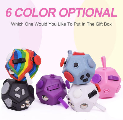 UOOEFUN Small Fidget Toys,12 Sided Fidget Toys,Mini Cube Toys Relief Stress,Autism and Anxiety Depression Anti for Kids Adults Improve Focus (Grey)