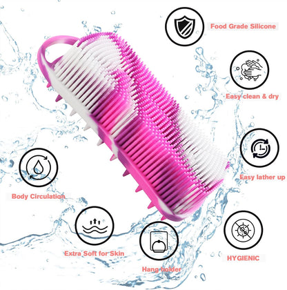 2PCS Silicone Body Scrubber, Loofah for Women, Gentle Exfoliating Shower Cleaner Bath Brush, Rubber Body Wash Deep Cleaning & Exfoliator & Massage, Travel-Friendly for Bathroom