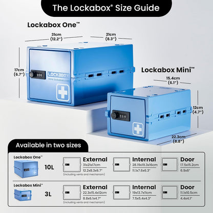 Lockabox Mini™ | Small Lock Box with Combination Lock (Half Letter Sized) | Mini Lockable Box for Small Medicines, Snacks & Mobile Phones | External Size 8.8 x 6.1 x 4.7 Inches (Crystal)