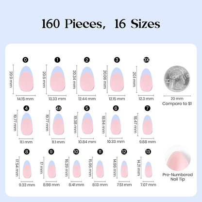 Beetles Press On Nail Kit-Short Square French Tip Press On Nails, 150Pcs Pink French Nail Tips with Nail Glue & Remover Builder Top Coat Nail Lamp, All-in-One DIY Fake Nails Gift for Women