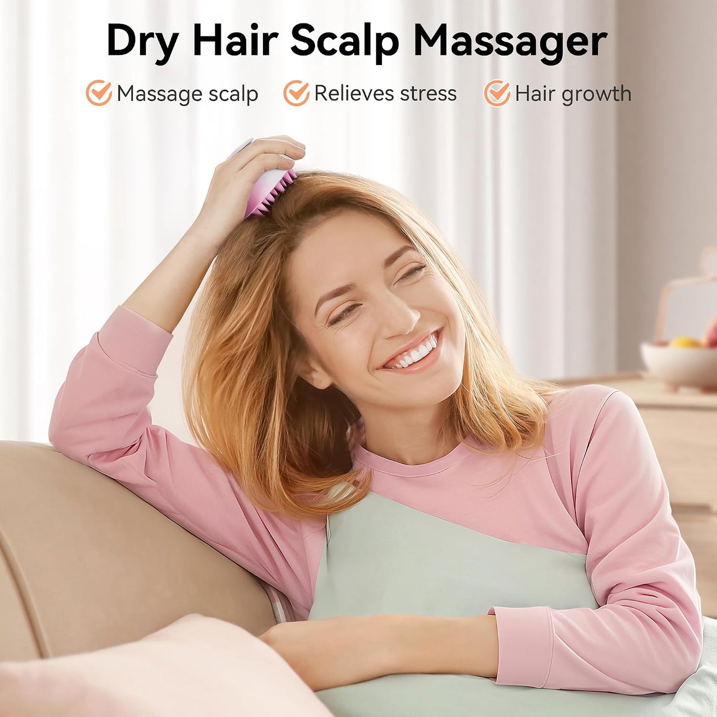 HEETA Scalp Massager Hair Growth, Soft Silicone Scalp Scrubber Shampoo Brush for Exfoliation, Dandruff Removal Head Massage Stress Relax, Wet & Dry Use for Thick Thin Curly Hair Care, Black